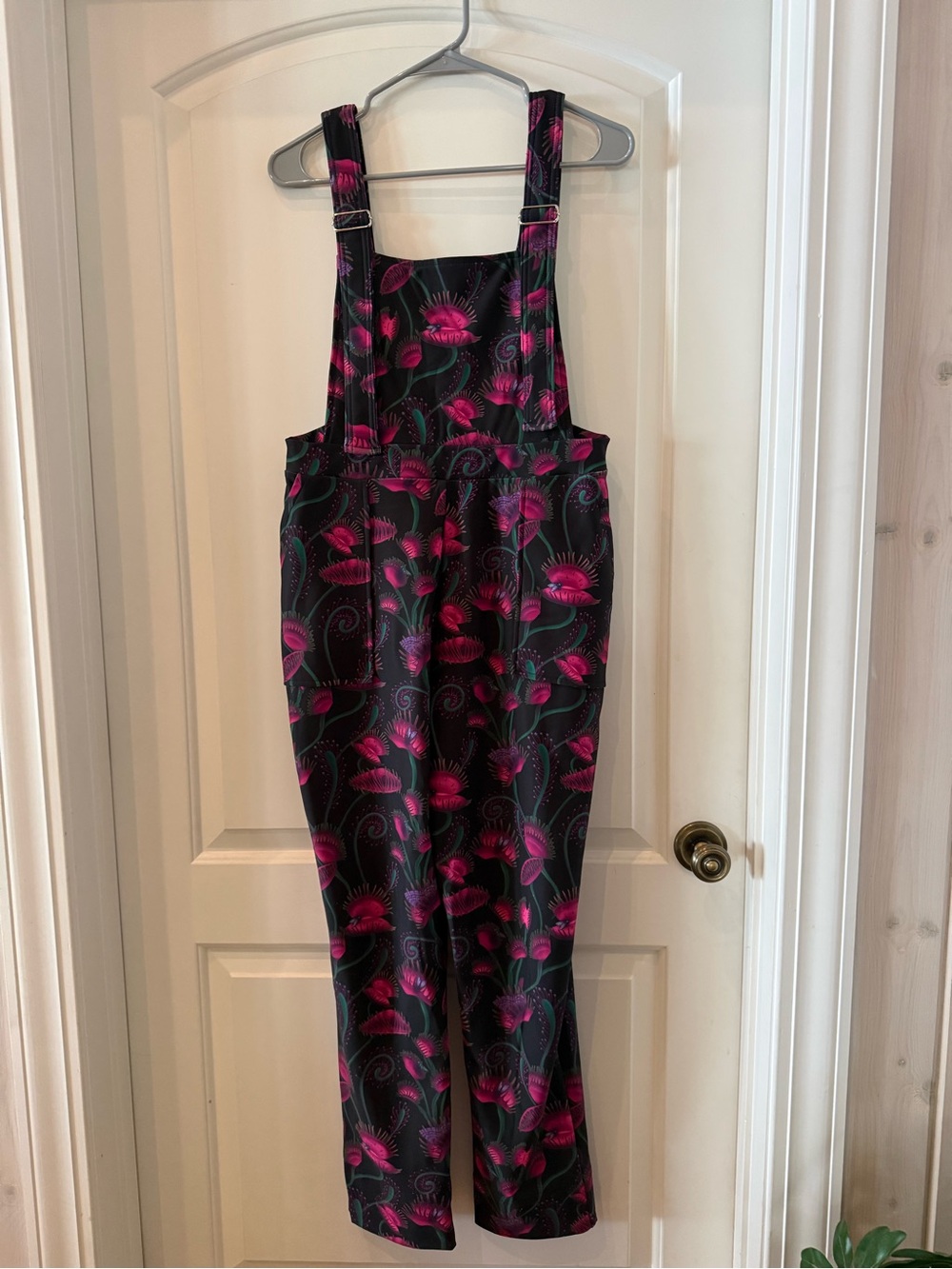 Blackmilk Vibrant Black and Fuchsia Venus Flytrap print Overalls Jumpsuit